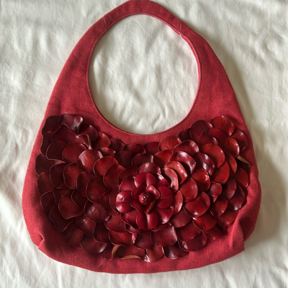 Italian canvas and leather hobo bag